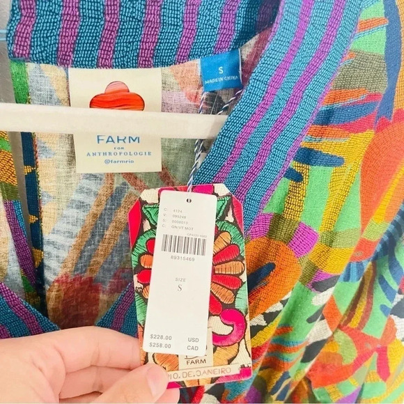 NEW Farm Rio Wide Leg Jumpsuit Anthropologie Tropical Print Linen Blend - Picture 4 of 14